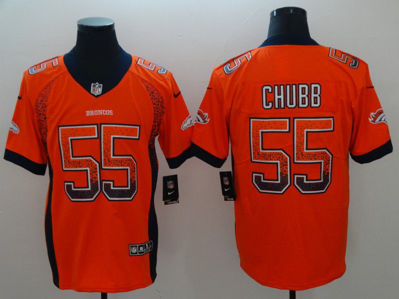 Men Denver Broncos #55 Chubb Drift Fashion Orange Color Rush Limited NFL Jerseys